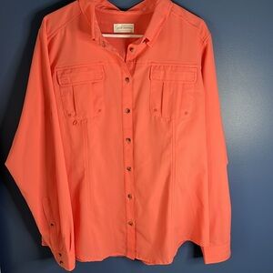 Gander Mountain Woman's "guide series" XL pinky-coral long sleeve tailored shirt